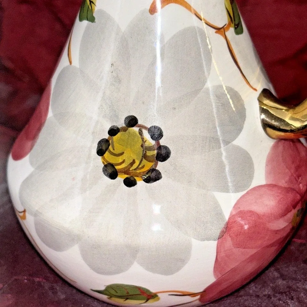 Vintage Portuguese Pereiras Valado Porcelain Vinegar Cruet Hand Painted 7 In EUC